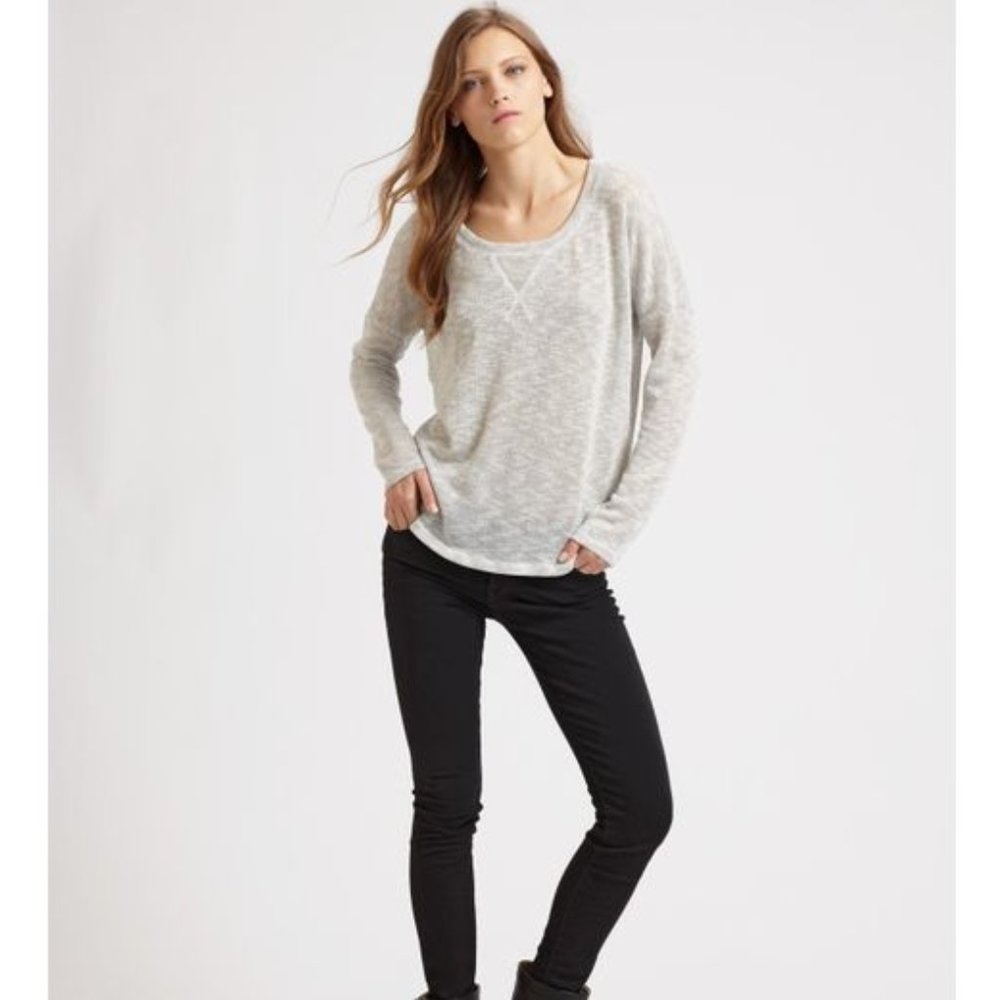 Splendid Metallic Sparkle Knit Sweater Silver Size XS